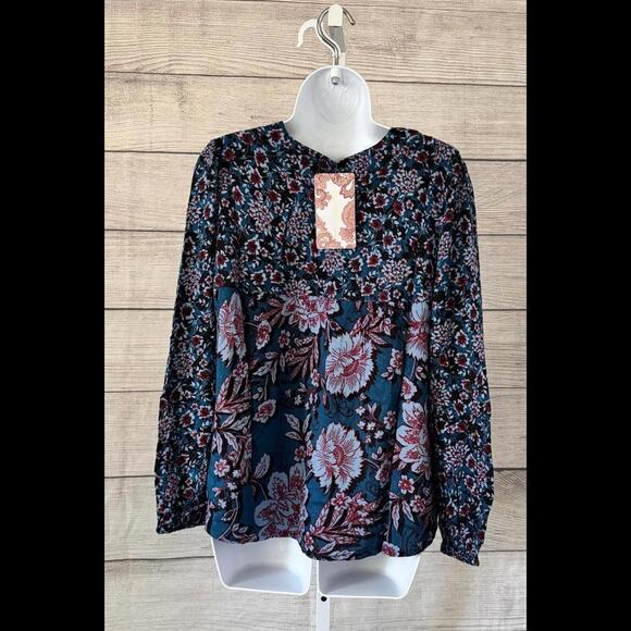 Band of the Free Josie Sapphire Mixed Print Long Sleeve Top Women Size Medium - Picture 3 of 3